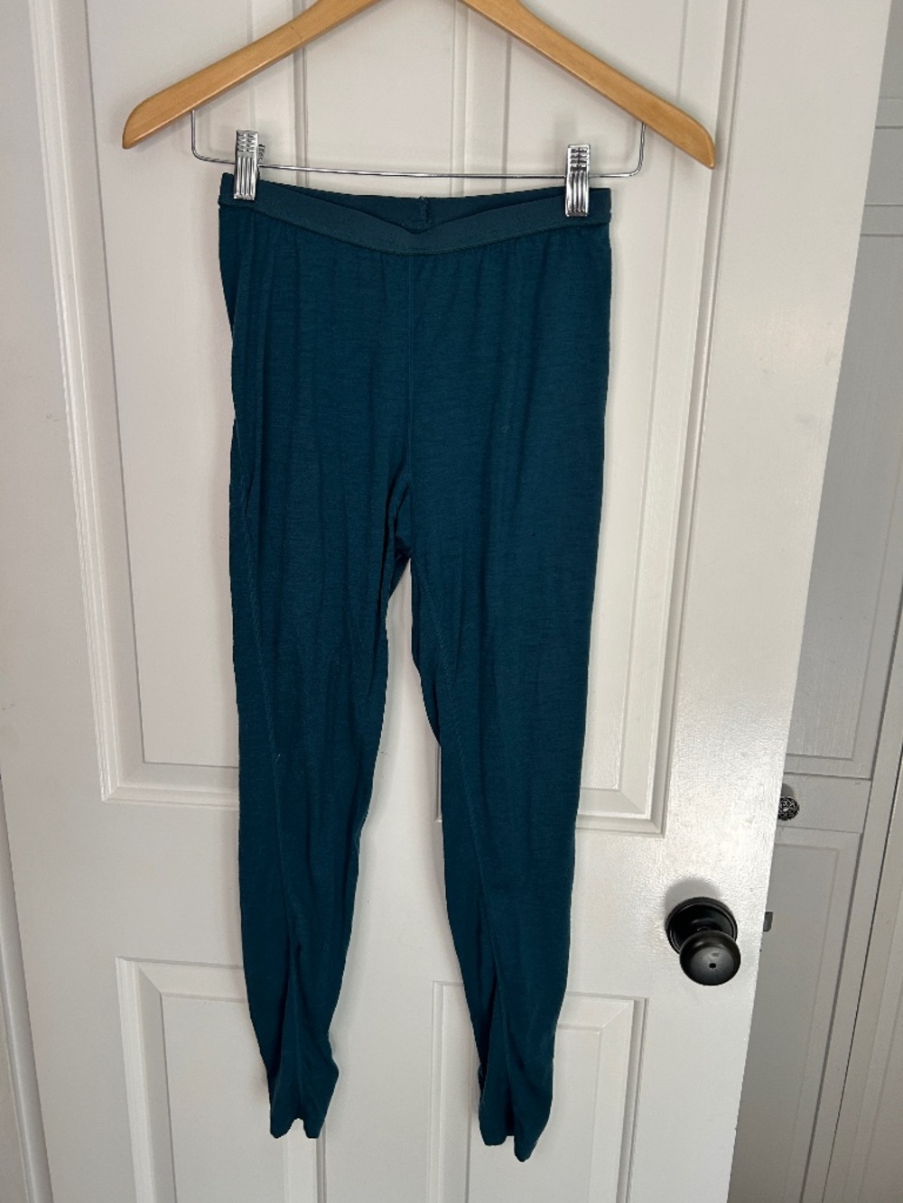 LL Bean Lightweight 100% Merino wool base layer leggings - size XS - teal green